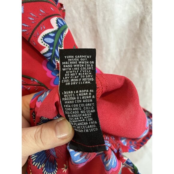 Zac & Rachel Women’s 1X Red Paisley Floral Flutter Sleeve Blouse - Picture 6 of 9